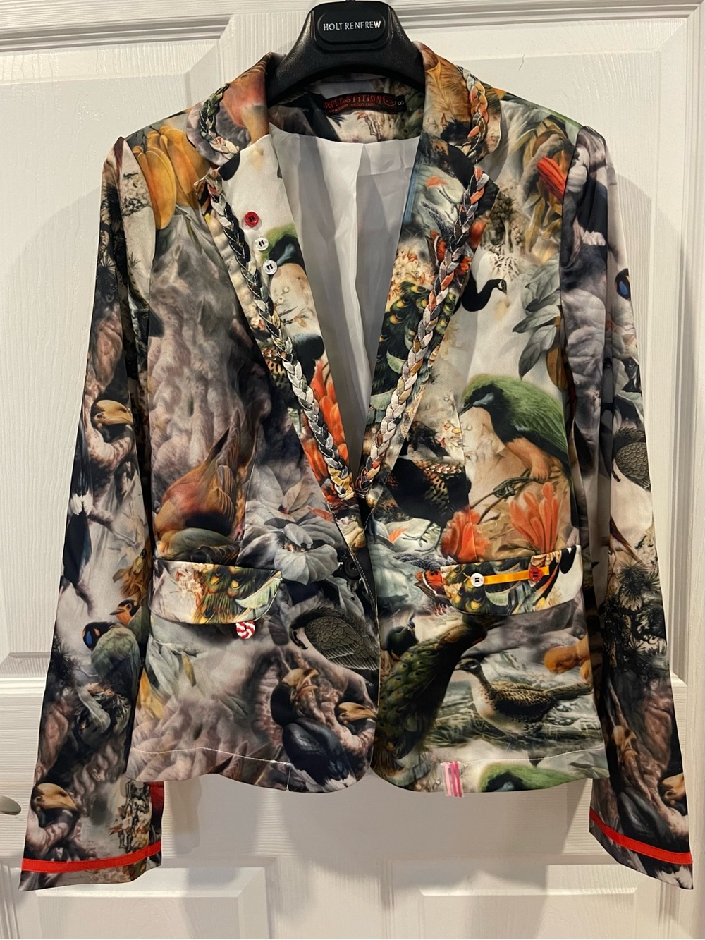 Superstition Printed Bird-Theme Blazer Jacket - Multicolor small